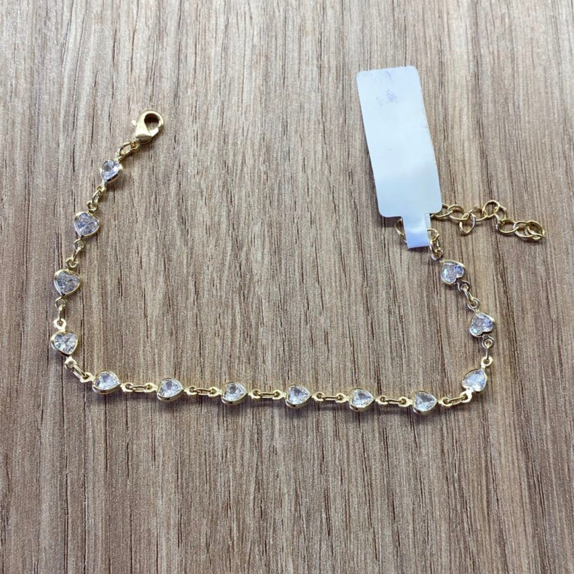 Pulseira Corações de Zircônia Banhada a Ouro