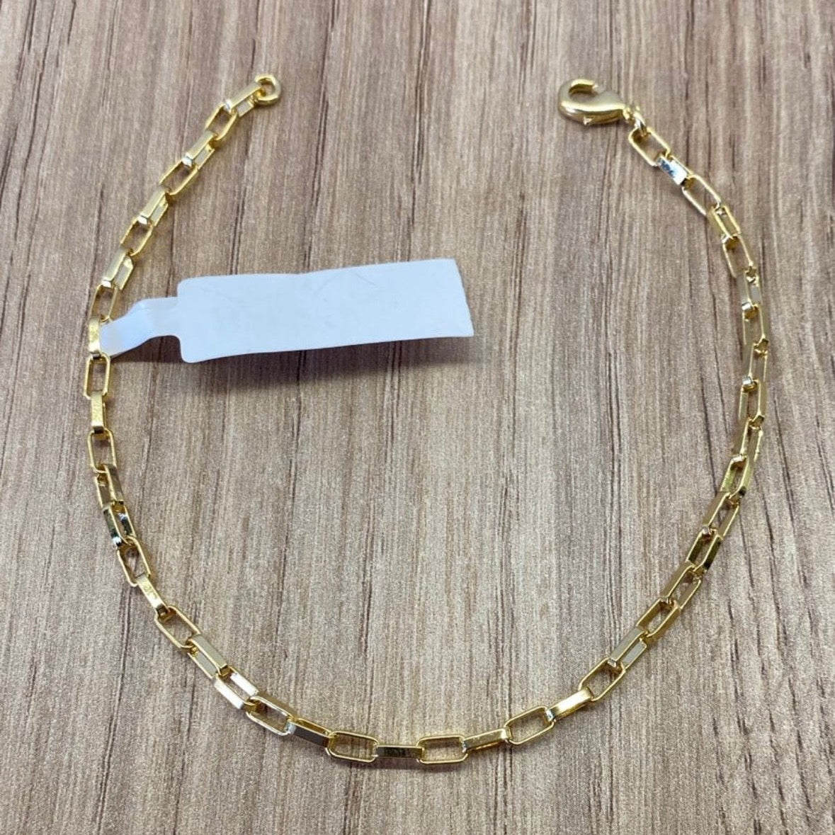 Pulseira Masculina Banhada a Ouro Elos Retangulares Finos