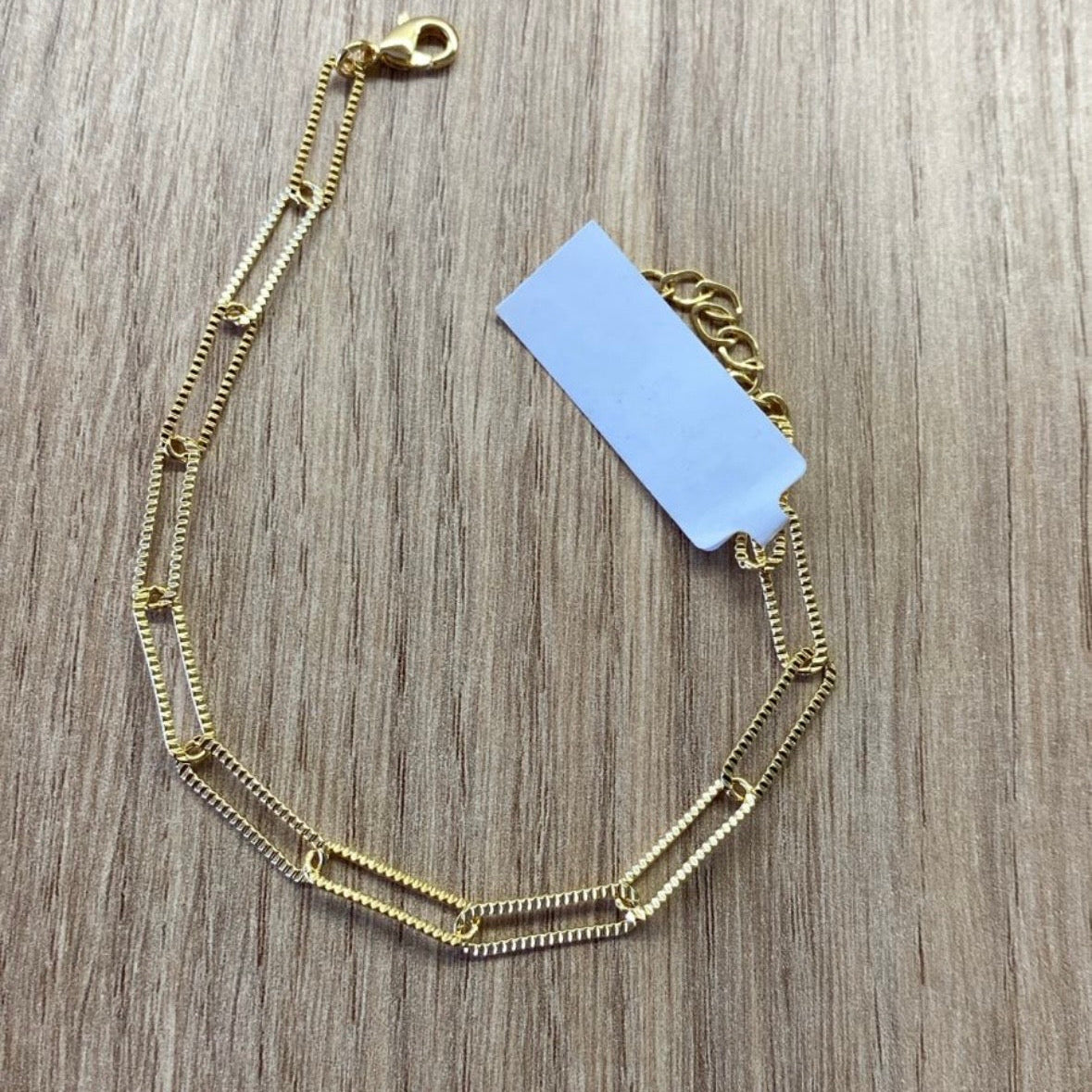 Pulseira Elos Retangulares Luxo banhada a ouro