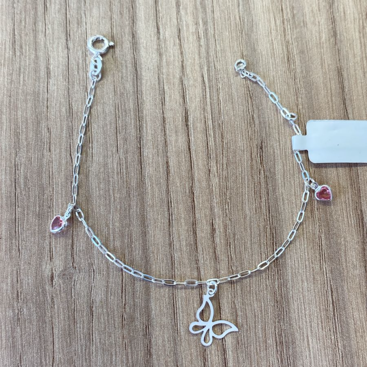 Pulseira Borboleta com Corações em Prata 925