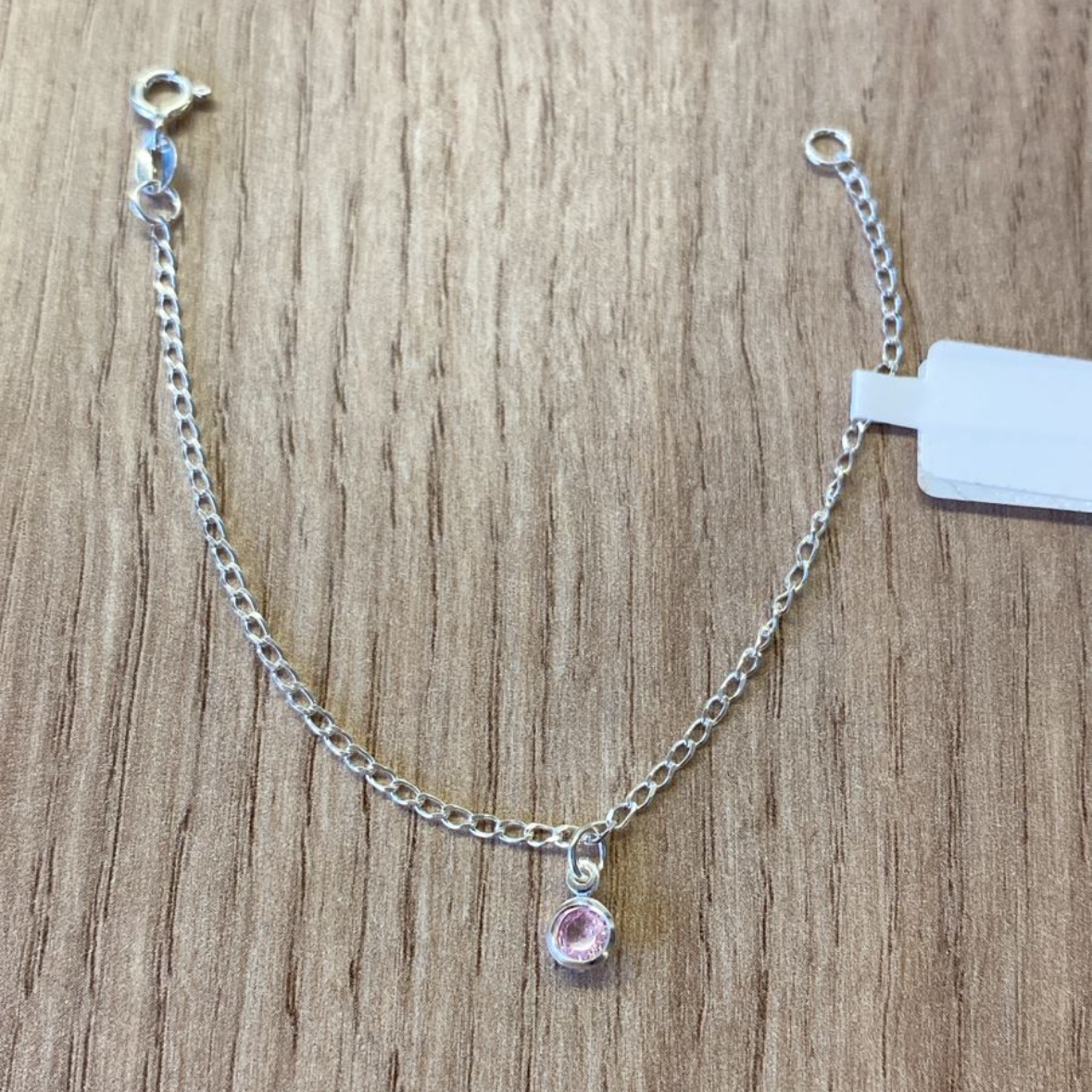 Pulseira infantil com pedra rosa