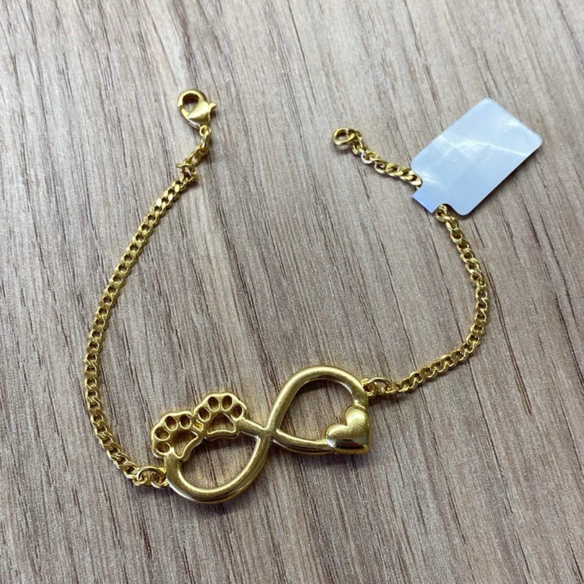 Pulseira Infinito Amor Pet banhada a ouro