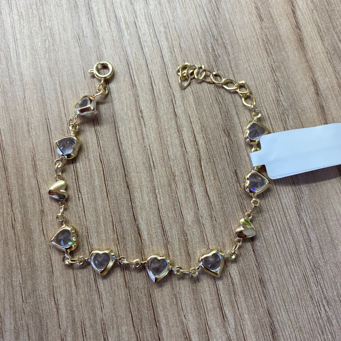Pulseira Corações com Zircônia Banhada a Ouro