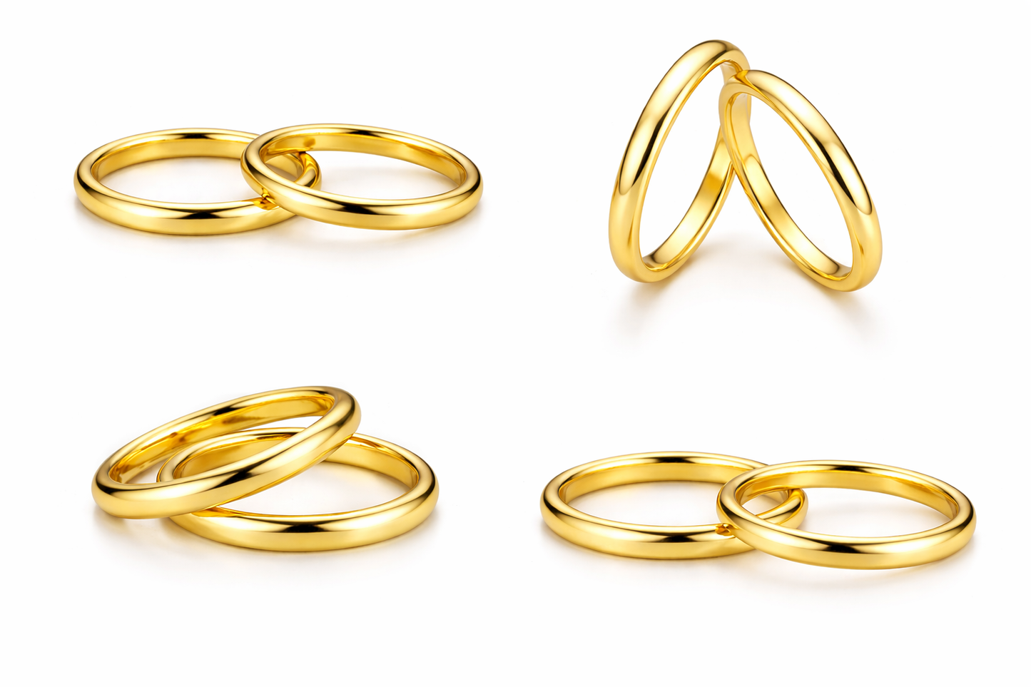 Aliança de Ouro 18k 3mm Meia Cana – Par Clássico Abaulado