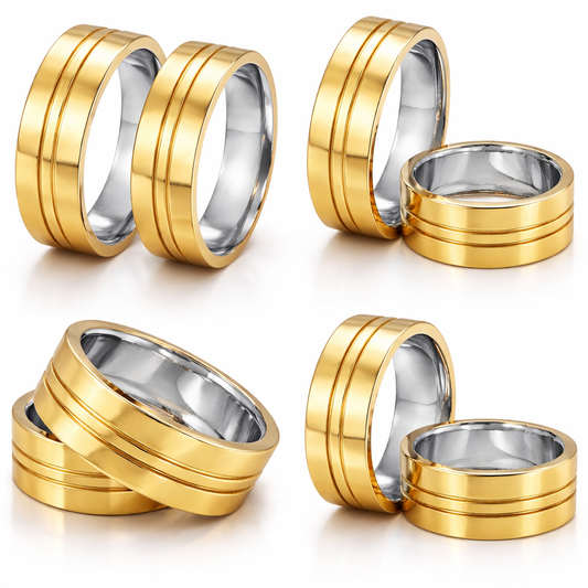 Aliança de Moeda Antiga com Dois Frisos – 6mm (Par)