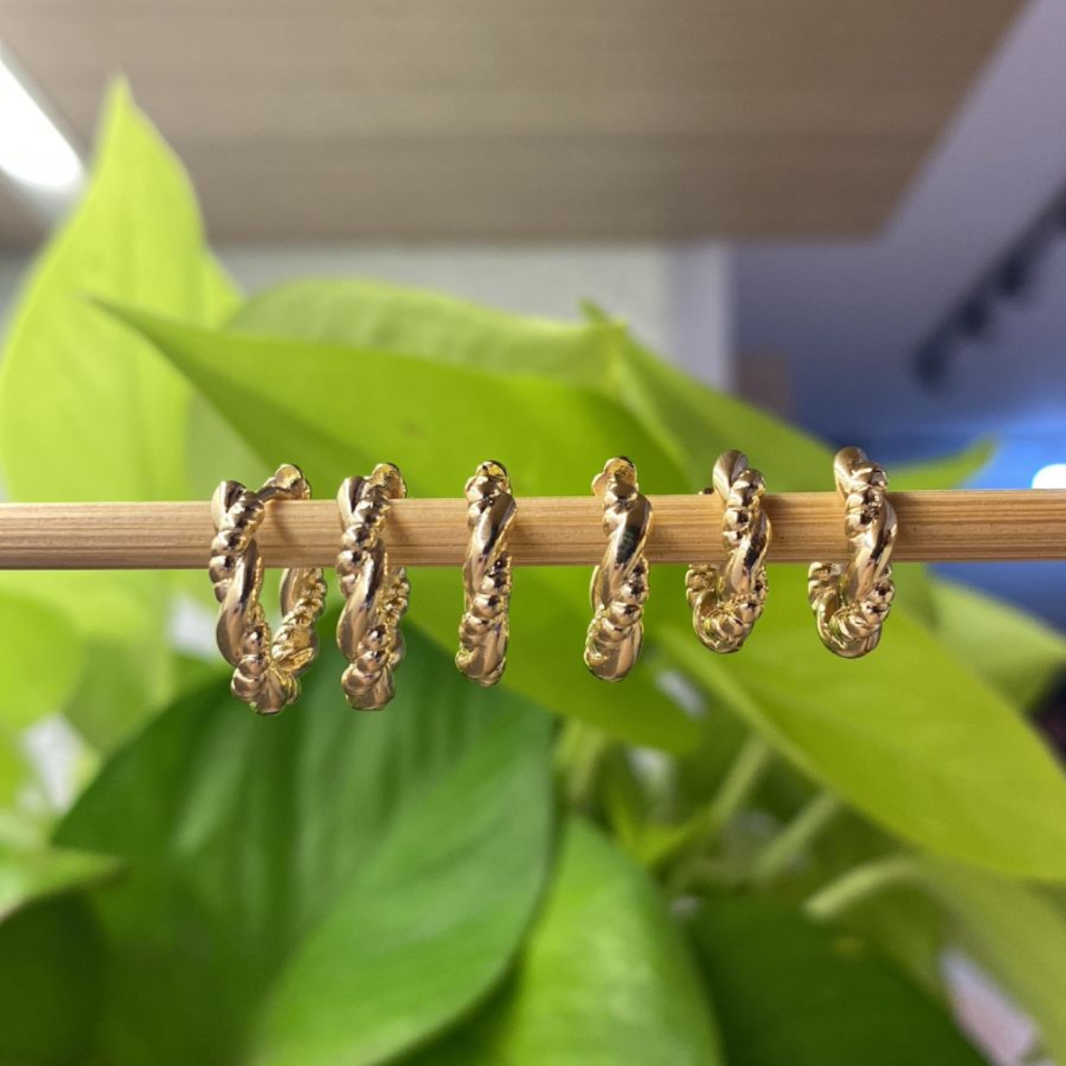 Trio de Argolinha Trançada Banhada a Ouro