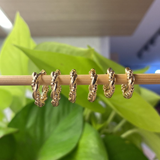 Trio de Argolinha Trançada Banhada a Ouro