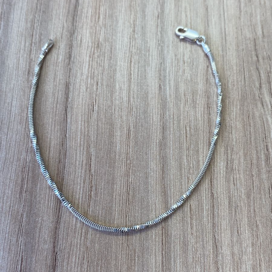 Pulseira Cordão Laminado em Prata 925