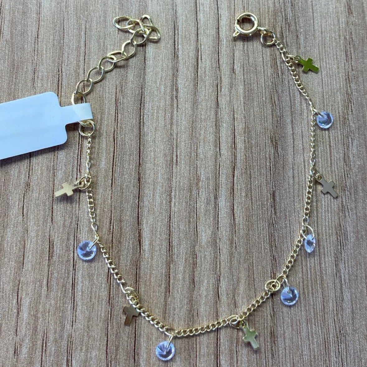 Pulseira Cruz com Zircônias Banhada a Ouro
