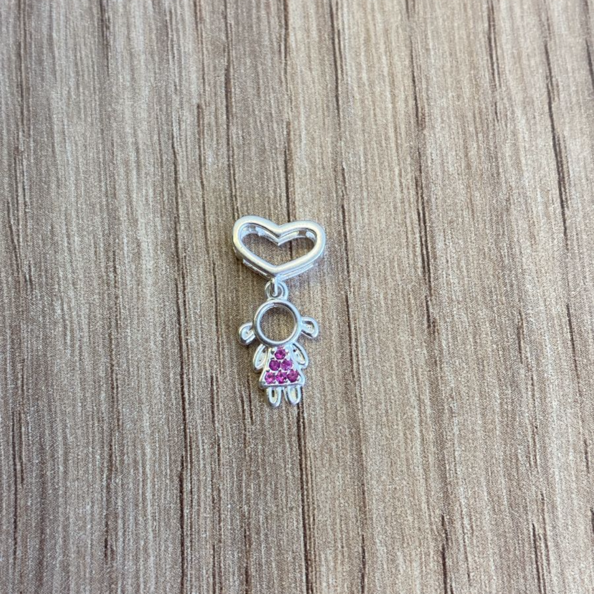 Pingente Filha com Coração Rosa – Prata 925