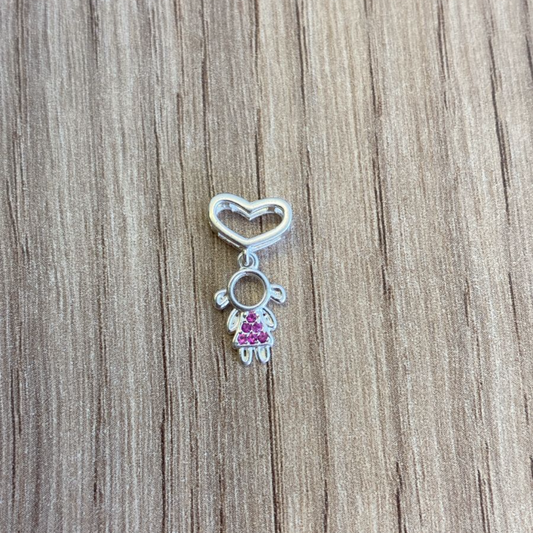 Pingente Filha com Coração Rosa – Prata 925