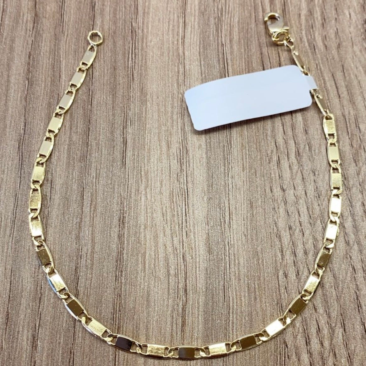 Pulseira Masculina Banhada a Ouro Modelo piastrine, Elos Retangulares Minimalistas