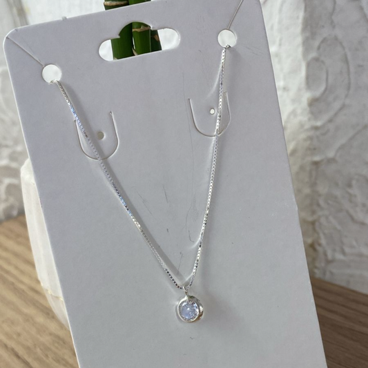 Conjunto Ponto de Luz em Prata 925 com Corrente 45 cm