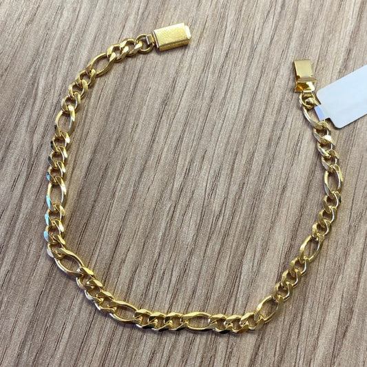 Pulseira Masculina Elos Clássicos 3x1 banhada a ouro