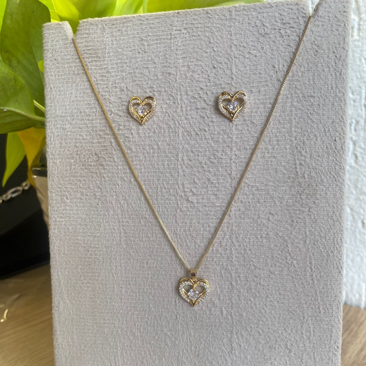 Conjunto Coração Cravejado