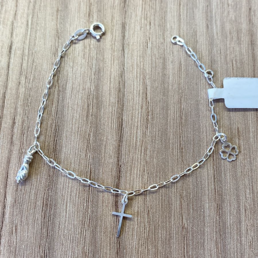 Pulseira Pingentes Fé em Prata 925