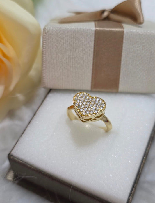 Anel Coração Chuveirinho Lumini- Moeda antiga