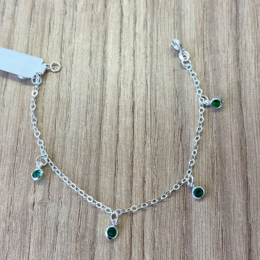 Pulseira Pedras Verdes em Prata 925 – 18cm