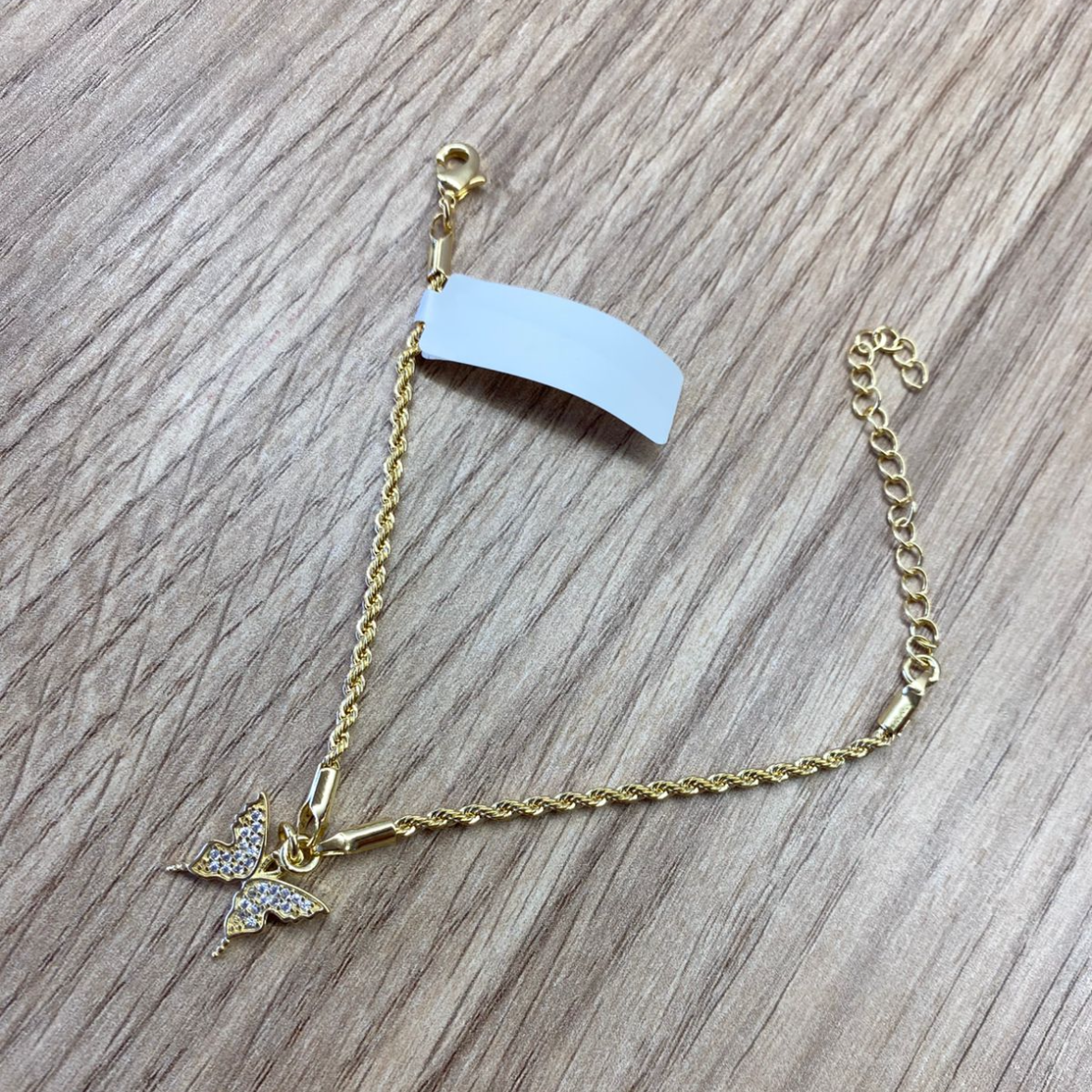 Pulseira Borboleta Cravejada Banhada a Ouro