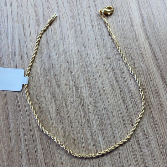 Pulseira Cordão Baiano (Cabo de Aço) Banhada a Ouro