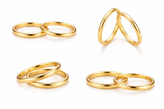 Aliança de Ouro 18k 2mm Meia Cana – Par Clássico Abaulado