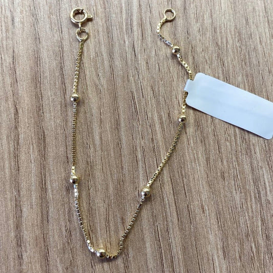 Pulseira Veneziana com Esferas Banhada a Ouro