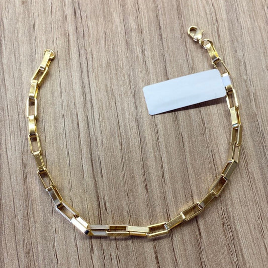 Pulseira Masculina Banhada a Ouro Elos Retangulares