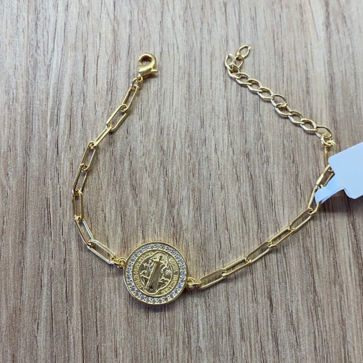 Pulseira São Bento Elo Cartier com Zircônias banhada a ouro