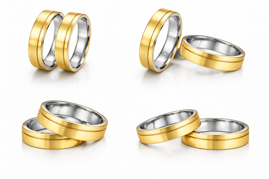 Aliança de Moeda Antiga Reta com um friso– 6mm (Par)