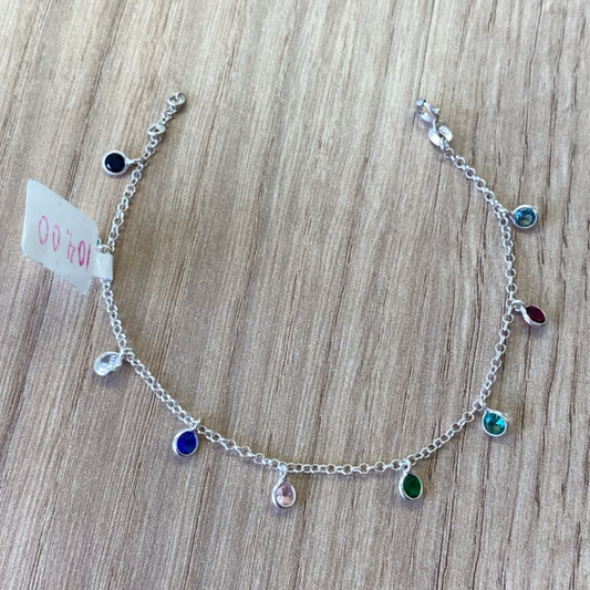 Pulseira Pedras Coloridas em Prata 925 – 18cm