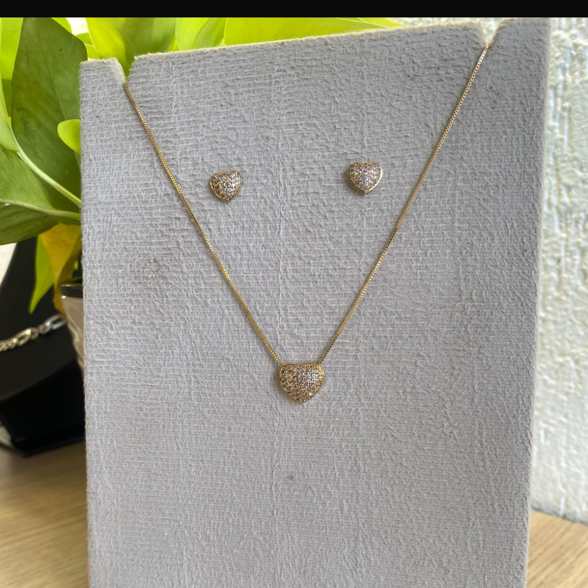 Conjunto Coração Cravejado Lumini