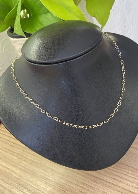 Corrente Elo Coração Banhada a Ouro – 45cm