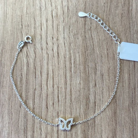 Pulseira Borboleta Cravejada em Prata 925