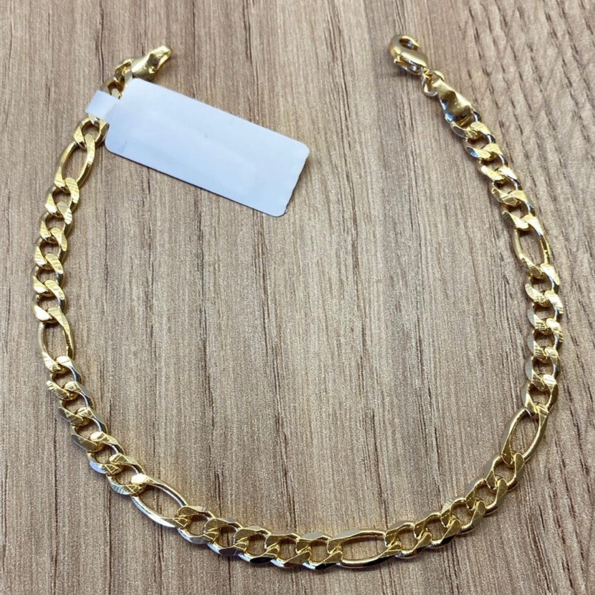 Pulseira Masculina Banhada a Ouro Modelo Elos Alternados