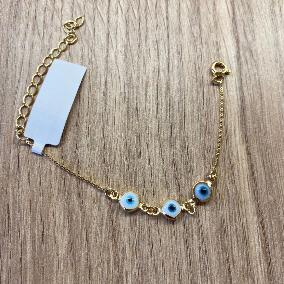 Pulseira Olho Grego Triplo Banhada a Ouro