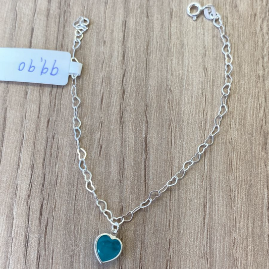 Pulseira Coração Turquesa em Prata 925