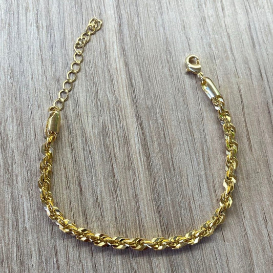 Pulseira Elo Trabalhado Premium Banhada a Ouro