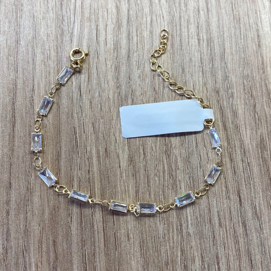Pulseira Baguete Cravejada em Zircônia Banhada a Ouro