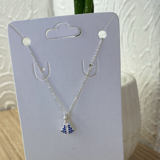 Colar Nossa Senhora Aparecida em Prata 925 com Zircônias Azuis – Corrente 45 cm