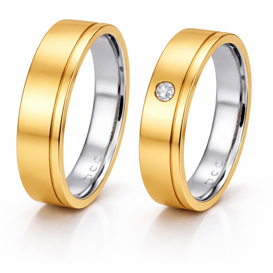 Aliança de Moeda Antiga com Zircônia – 6mm (Par)