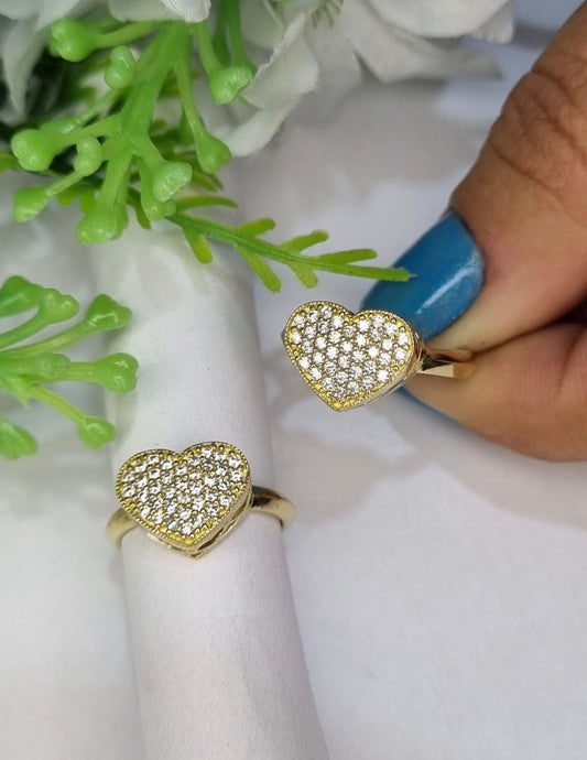 Anel Coração Chuveirinho Lumini- Moeda antiga